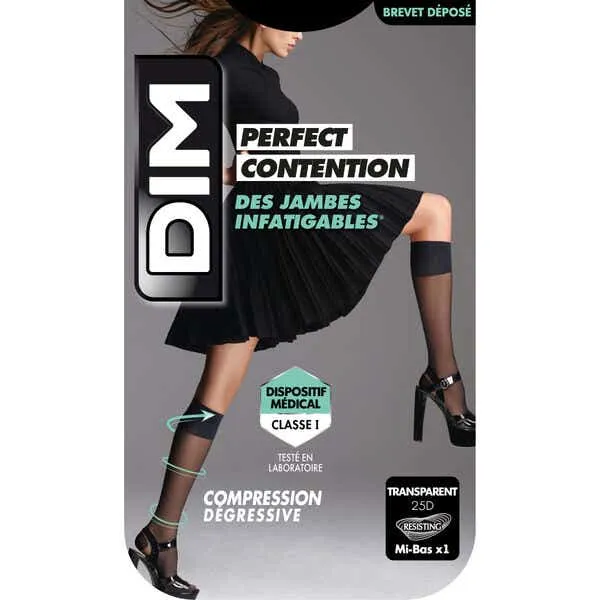 PERFECT CONTENTION - Mi-Bas de Contention Transparent Noir - 36/38 | DIM  - Parapharmacie Boticinal